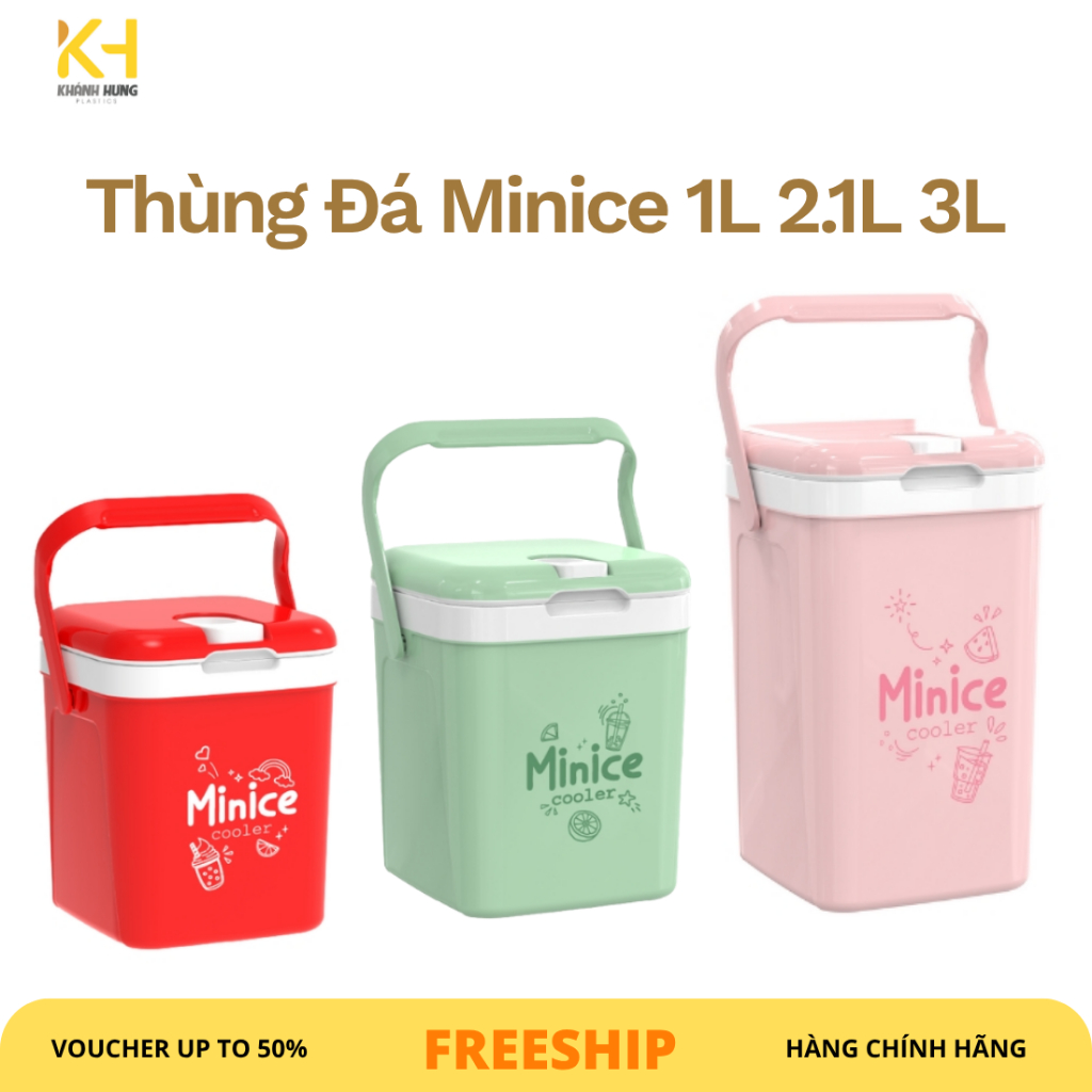 [Xả Kho Giá Rẻ] Bình đá Minice 1L 2.1L 3L Duy Tân – Nhựa PP PU Giữ Nhiệt, Bình Đá Mini Quai Xách Đựng Nước