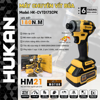 Máy Bắn Vít Compact HUKAN HK-CVTD173CPK / Động cơ Không chổi than / Lực siết 180Nm / 4 tốc độ