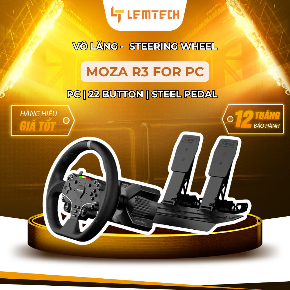 MOZA R3 For PC Racing Bundle – Bộ Vô Lăng Đua Xe Chuyên Nghiệp Cho PC