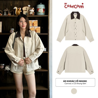  Áo Khoác Canvas Phối Cổ Nhung Bycamcam Streetwear Form Rộng Phong Cách Đơn Giản Unisex Nam Nữ AKHD287 