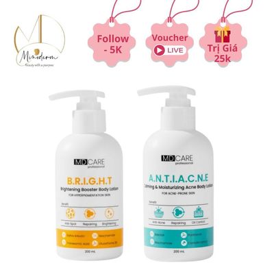 Sữa Dưỡng Thể MD CARE Brightening Booster, Calming Acne Body Lotion Giảm Mụn, Sáng Da Mờ Thâm 200ml