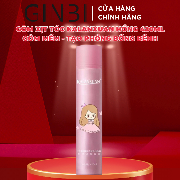 GÔM XỊT TÓC KALANXUAN HỒNG 420ML -  GÔM MỀM - TẠO KIỂU TÓC BỒNG BỀNH , GIỮ NẾP TÓC XOĂN UỐN