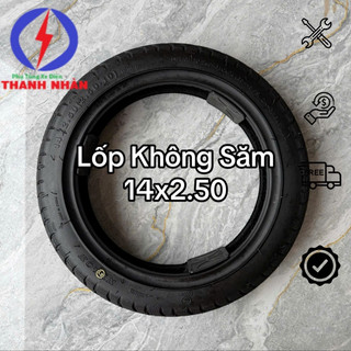 Lốp Không Săm 14x2.50 Xe Đạp Điện Bánh 14inch, Vỏ Không Ruột 14 x 2.50 Dày Bền Phụ Tùng Xe Điện