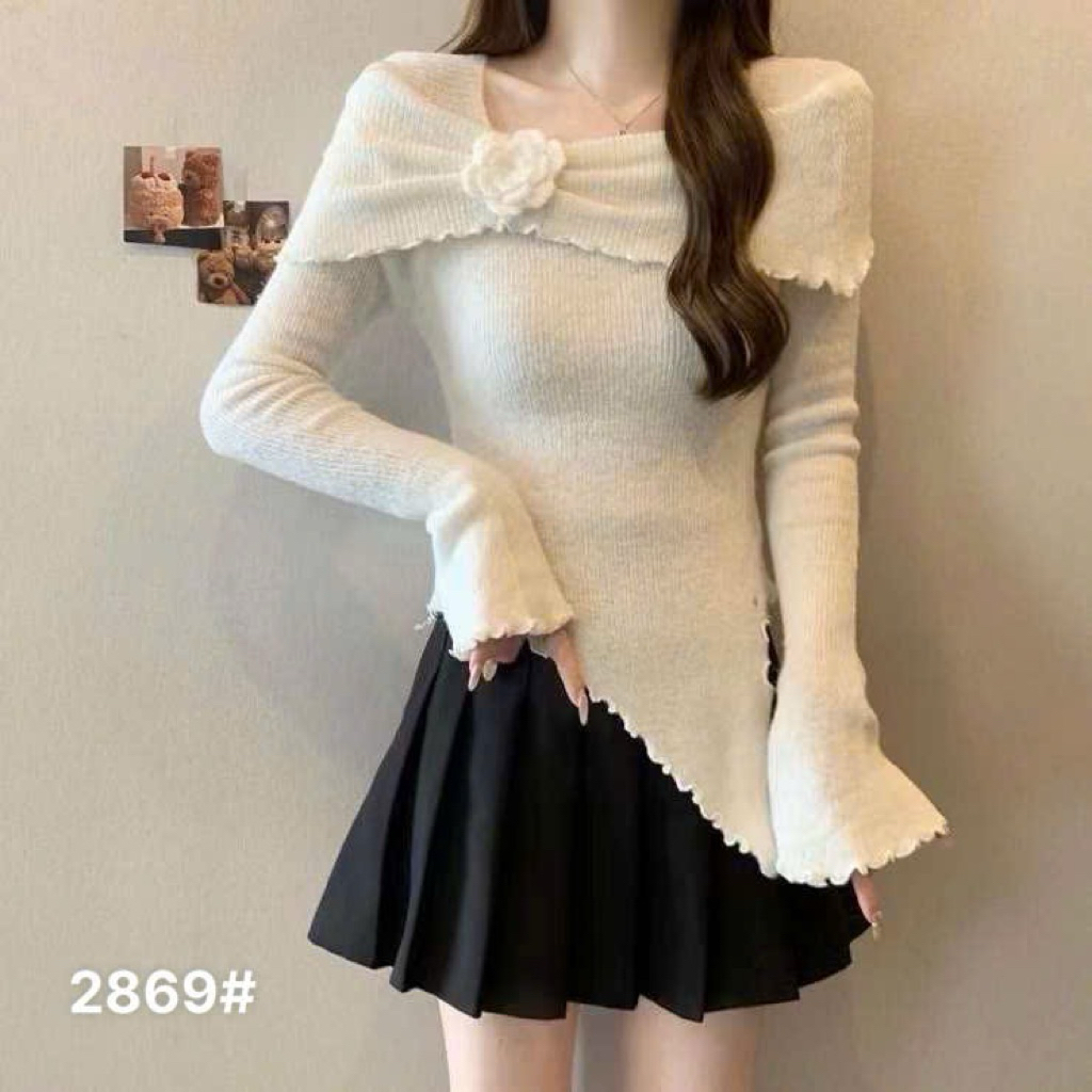 áo len trễ vai thời trang tiểu thư BYJOLIE