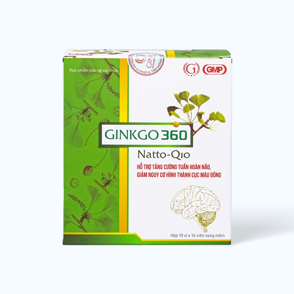 GINKGO 360 NATTO Q10 GINIC (100 viên) - Viên uống bổ não, giúp cải thiện trí nhớ.