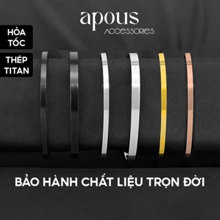   V16  Vòng tay nam nữ Cuff Trơn Basic - Thép Titan - Phụ kiện trang sức Unisex Apous 