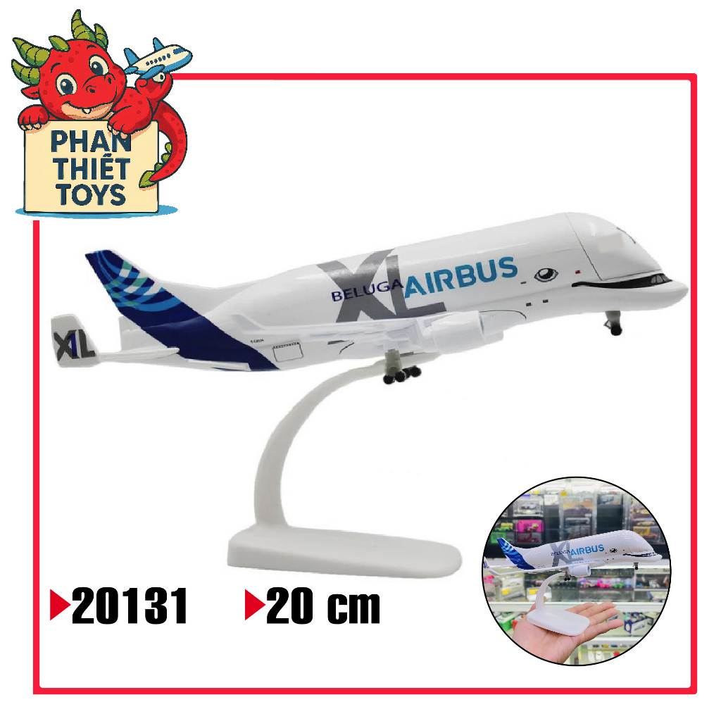 Mô hình máy bay vận tải Super Beluga Airbus XL whale có bánh xe kích thước tỉ lệ 20cm MB20131