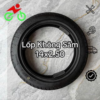 Lốp Không Săm 14x2.50 NYLON Xe Đạp Điện Bánh 14inch, Vỏ Không Ruột Dày Bền Phụ Tùng Xe Điện