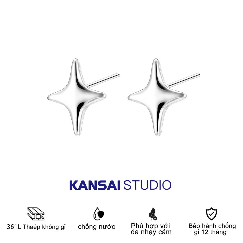 KANSAI Hoa tai thiết kế hình ngôi sao chéo mới, đơn giản và nhỏ gọn, hoa tai tinh tế đa năng hàng ng
