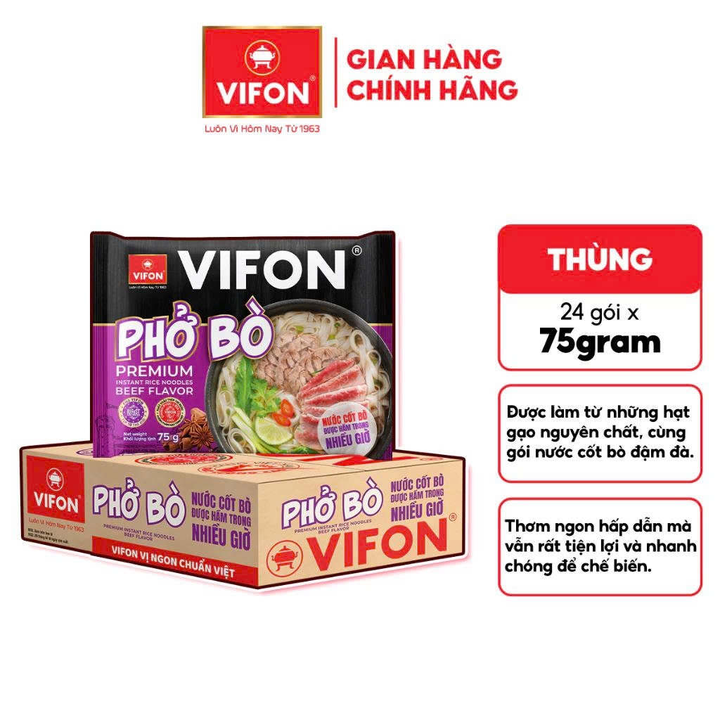 Phở Bò VIFON Có Sốt Thịt Bò 75g/ Gói