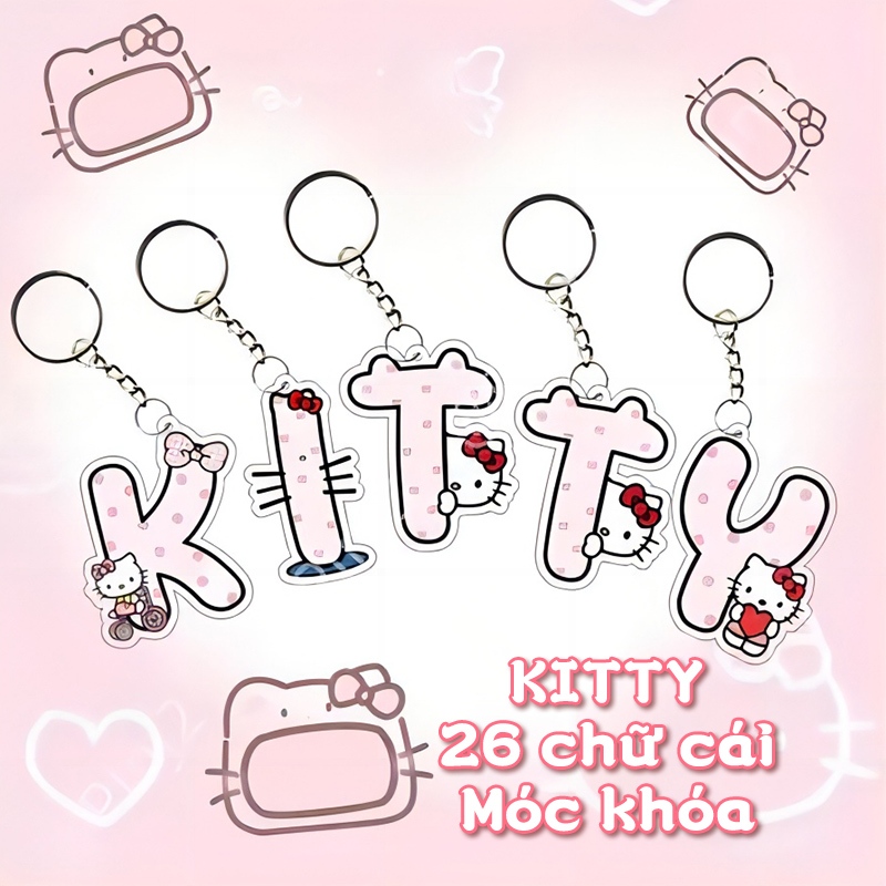 Móc khóa Hello Kitty chữ cái tiếng Anh móc khóa cặp đôi móc khóa phước lành quà tặng sinh nhật