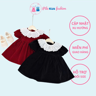  Váy nhung babydoll cho bé gái Noel 10-30kg Đầm váy xinh cho bé váy bé gái thu đông mặc Giáng sinh Tết Pilokids 