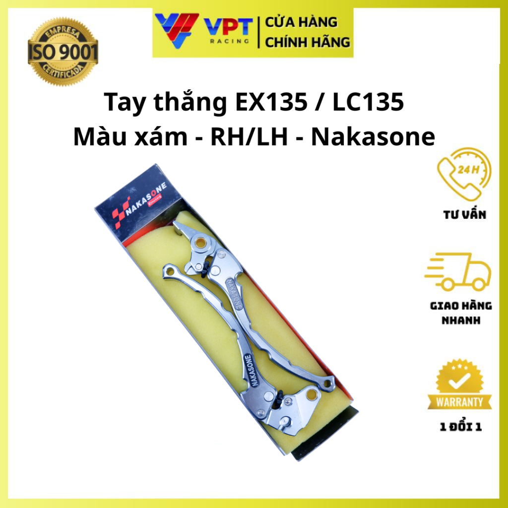 Tay thắng EX135 | Tay phanh LC135 xám cnc chính hãng Nakasone TT-LC135