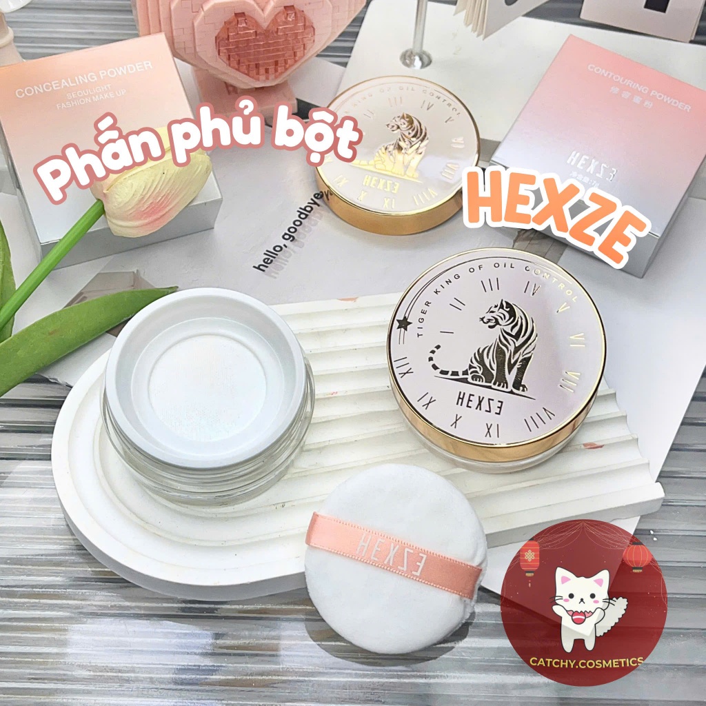 [HEXZE] Phấn Phủ Bột Hexze King Tiger Kiềm Dầu Chống Nước Mịn Lì, 7g