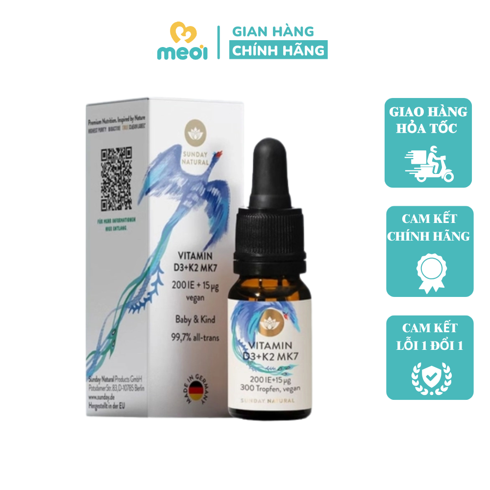 Vitamin D3 K2 Mk7 Sunday Natural 10ml Đức
