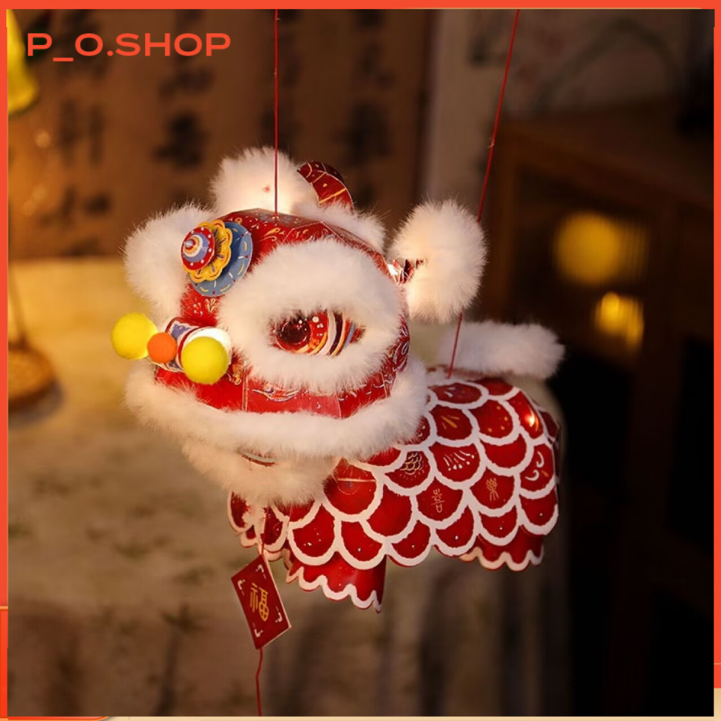 【🔥Rẻ】Lồng Đèn Trung Thu Tự Lắp Ráp DIY, Hoạ Tiết Sư Tử Múa Lân Rước Đèn, Thủ Công Handmade Tết Đoàn 