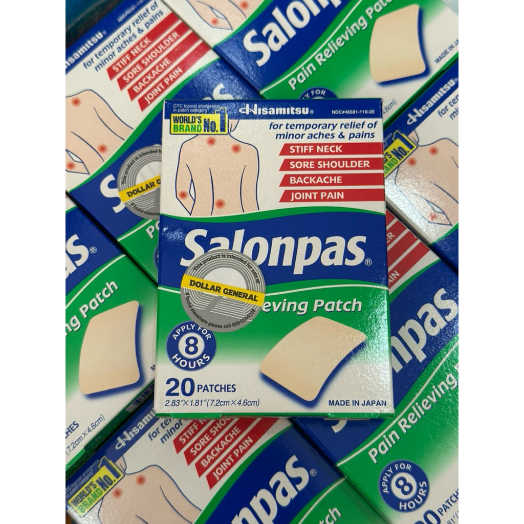 Salonpas Mỹ miếng dán giảm đau nhức Salonpas chuẩn Mỹ, hộp 20 miếng