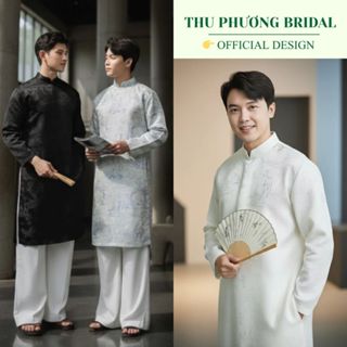 Áo dài Nam - Áo dài cách tân vải Gấm họa tiết thủy mặc cao cấp [KHÔNG KÈM QUẦN]
