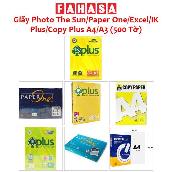 Giấy Photo The Sun/Paper One/Excel/IK Plus/Copy Plus A4/A3 (500 Tờ)