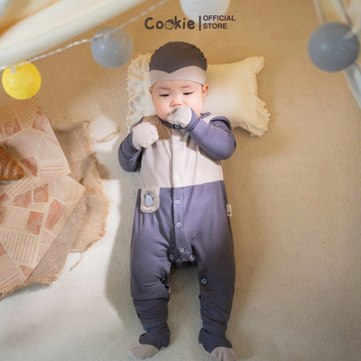Set Body Sơ Sinh COOKIE Dài Phối Túi In Hình Kèm Mũ Bao Tay Bao Chân Cho Bé Từ 0 Đến 9 Tháng 2025