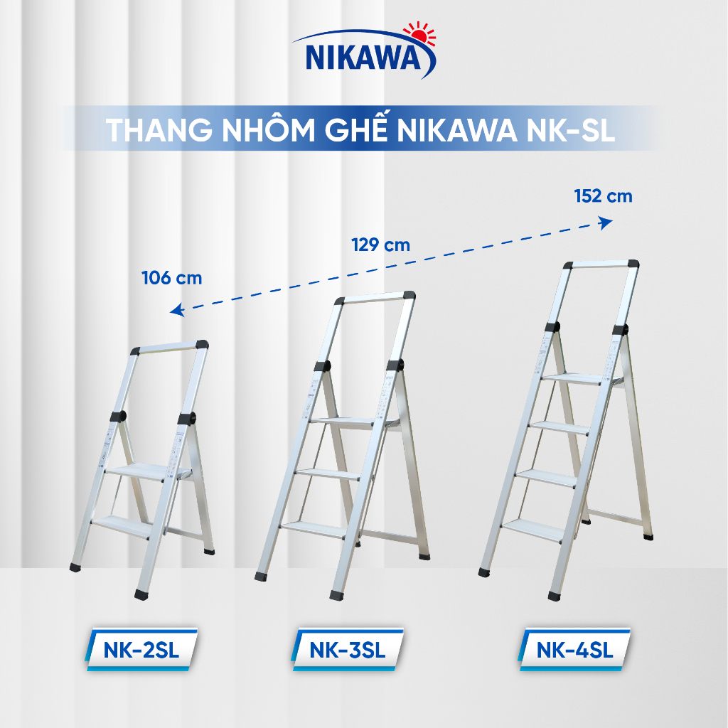 Thang nhôm ghế chữ A NIKAWA NK-3SL 3 bậc gấp gọn đa năng, nhập khẩu Nhật Bản, bảo hành 18 tháng | BigBuy360 - bigbuy360.vn