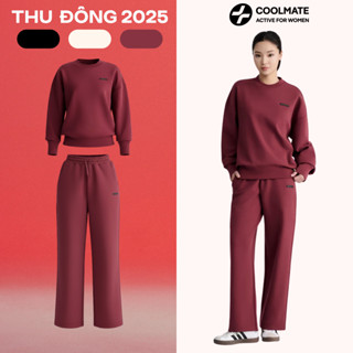   MỚI 2026  Set đồ bộ nỉ thu đông Nữ Áo Sweater & Quần dài Studio mềm mại giữ ấm - Coolmate Active For Women 