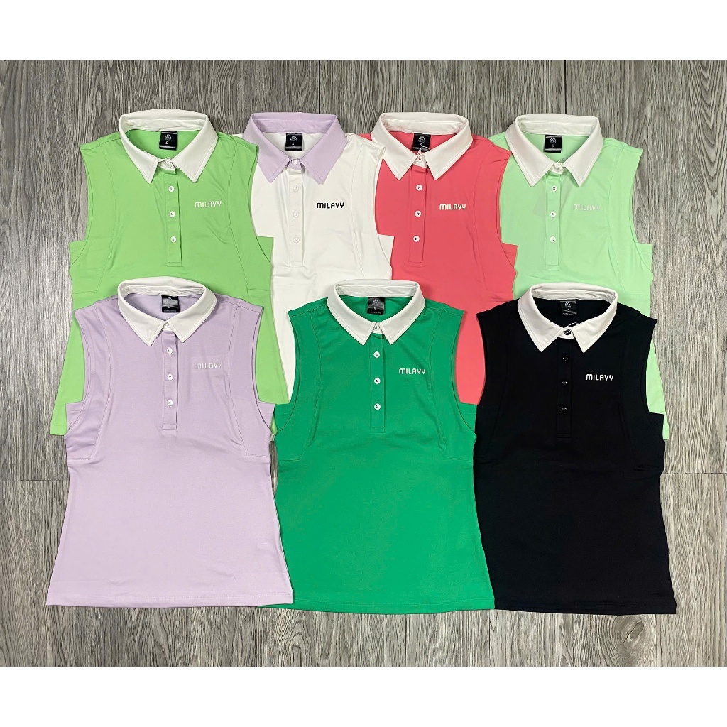 Áo Thun Cổ Trụ Thể Thao Nữ MILAVY Polo Sát Nách Sport Ace Cổ Mix Màu