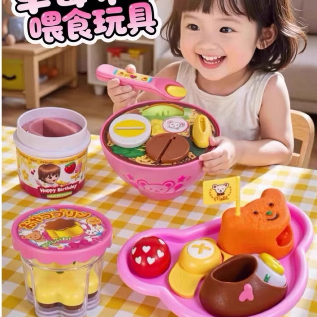 Đồ Chơi Xúc Đồ Ăn Bánh Pudding Dâu Tây Mỳ Ramen Đồ Chơi Nhập Vai Quà Tặng Bé Yêu Thích