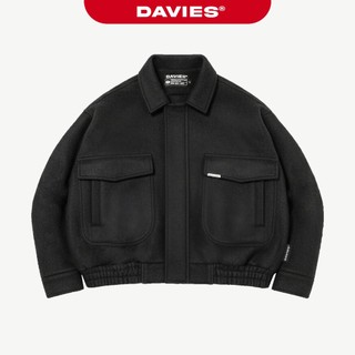  Áo khoác nỉ bomber basic logo inox DAVIES thiết kế đường cắt đứng form hiphop đen lót dù Crop Jacket Classy| D36-AK2-D 