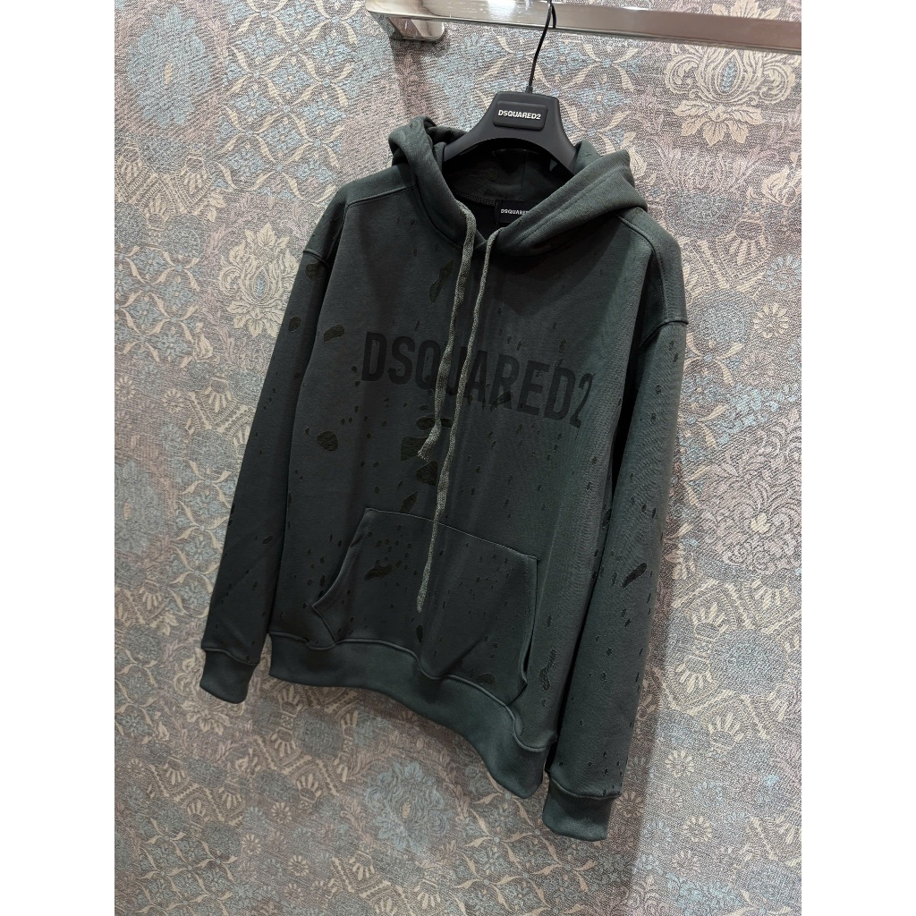 🔥Hoodie 2025🔥 Áo Khoác Nỉ Hoodie In Hình Chữ DSQ Xanh Rêu Unisex Nam Nữ Áo Hoodie Form Rộng Vẩy Sơn Boy Phố