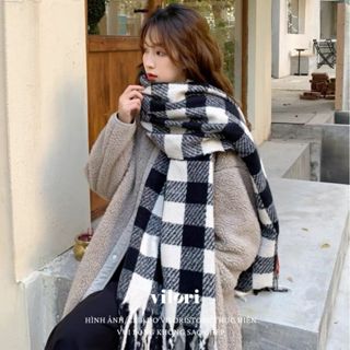  Khăn quàng cổ unisex nữ nam bản to dài dày ấm họa tiết kẻ sọc caro khăn choàng cổ len giữ ấm mùa đông viloristore 