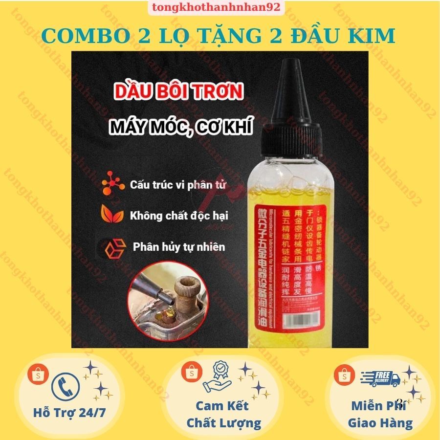 Combo 2 Lọ Dầu Tra Máy Khâu Quạt Điện Bôi Trơn Ổ Khóa Chống Rỉ Sét Tặng Kèm Đầu vòi 30ml