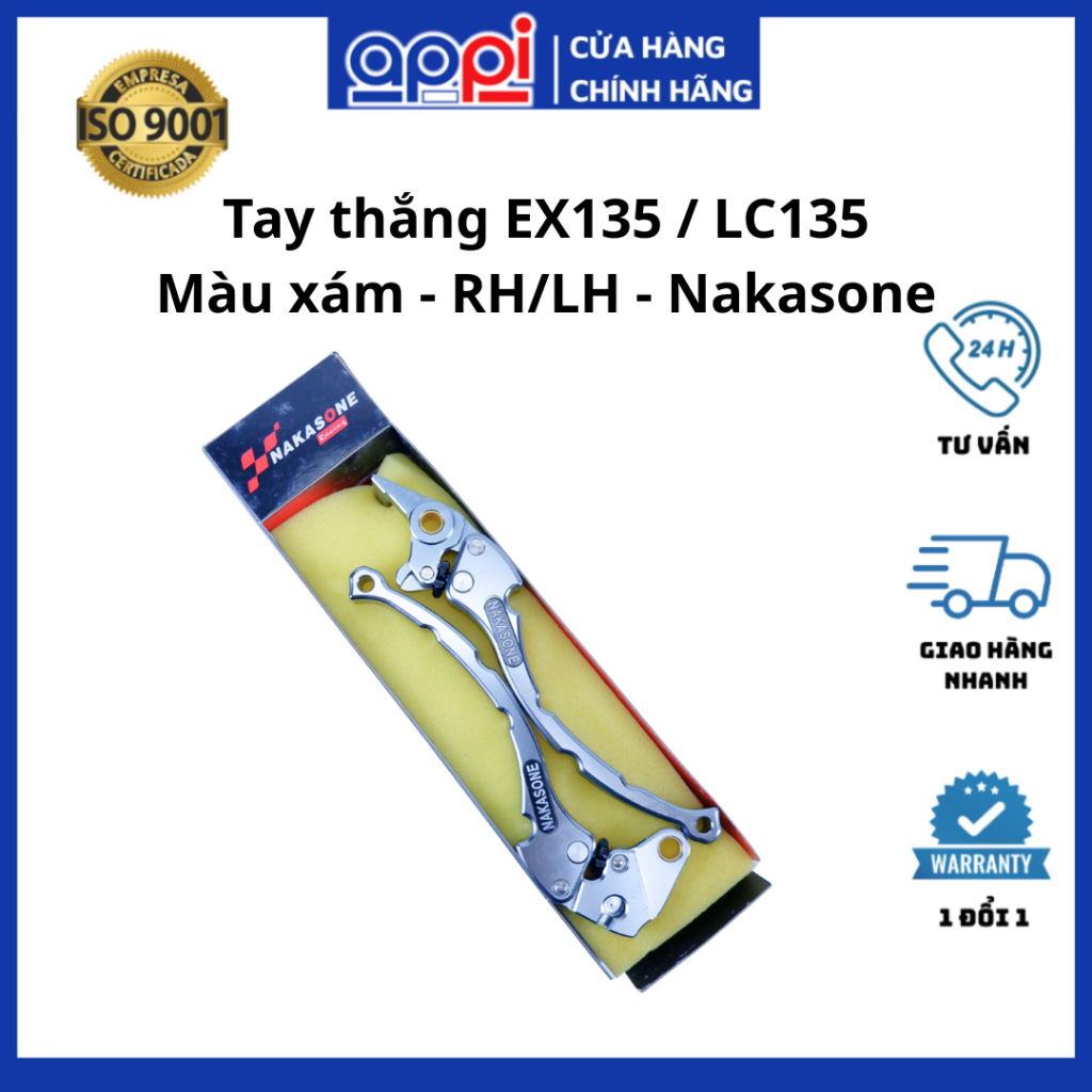 Tay thắng EX 135 | Tay phanh LC 135 xám cnc chính hãng Nakasone, Malaysia TT-LC135