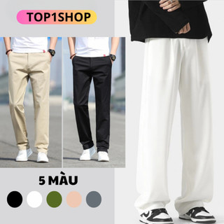  Quần Kaki Nam Baggy Unisex Ống Rộng 5 Màu Dáng Xuông Có Dây Rút Gấu Form Chuẩn Hàn Quốc K1 