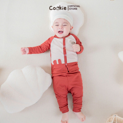 Bộ Sơ Sinh COOKIE Cài Giữa Phối Tai Thú Cho Bé Trai Bé Gái Từ 0 Đến 9 Tháng Tuổi 2025