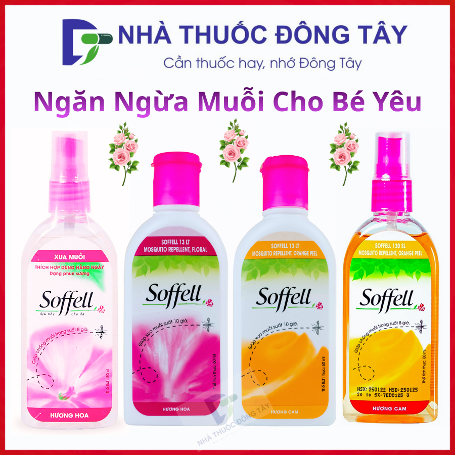 Xịt Chống Muỗi Soffell / Kem Chống Muỗi Soffell Bảo Vệ Cho Bé Khỏi Muỗi Và Côn Trùng (Dạng Xịt 80ml, Kem 60ml) Nhà Thuốc
