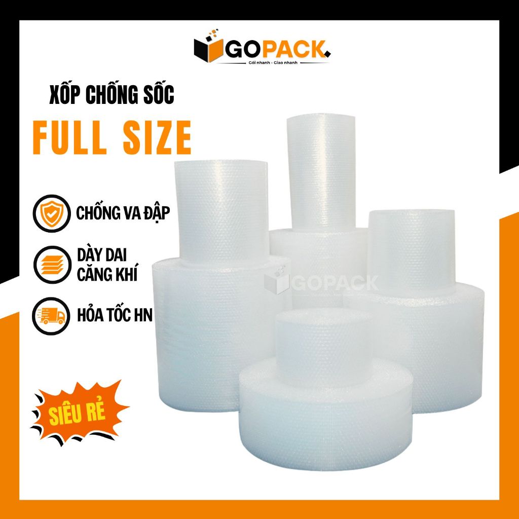 [LOẠI DÀY] Bọc Xốp Chống Sốc 100m, Xốp Bóng Khí Chống Va Đập Bảo Vệ Hàng Hóa Nguyên Vẹn - GOPACK