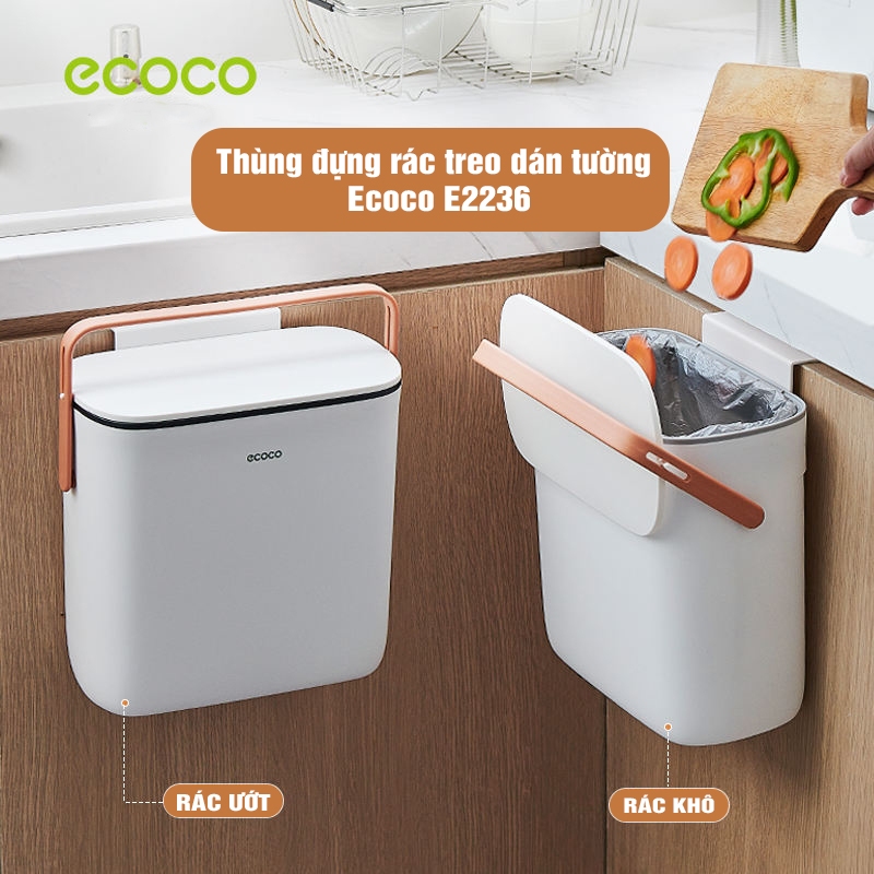 Thùng rác treo dán tường đa năng trong nhà bếp hàng chính hãng ECOCO E2236