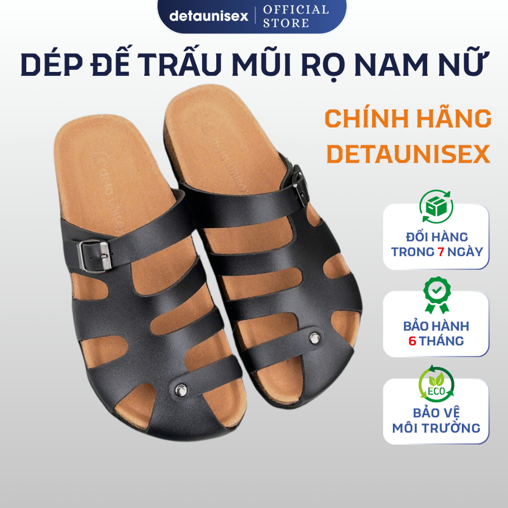 Dép đế trấu birken unisex bít mũi rọ nam nữ Birken thời trang Detaunisex - Deta41