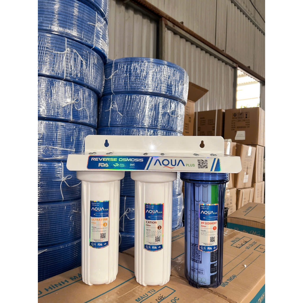 BỘ LỌC THÔ AQUA 3 CẤP 10inh - SỬ DỤNG LỌC NƯỚC ĐẦU NGUỒN SIÊU SẠCH , TẶNG KÈM PHỤ KIỆN VÀ BỘ LÕI LỌC NƯỚC 123 Aqua plus