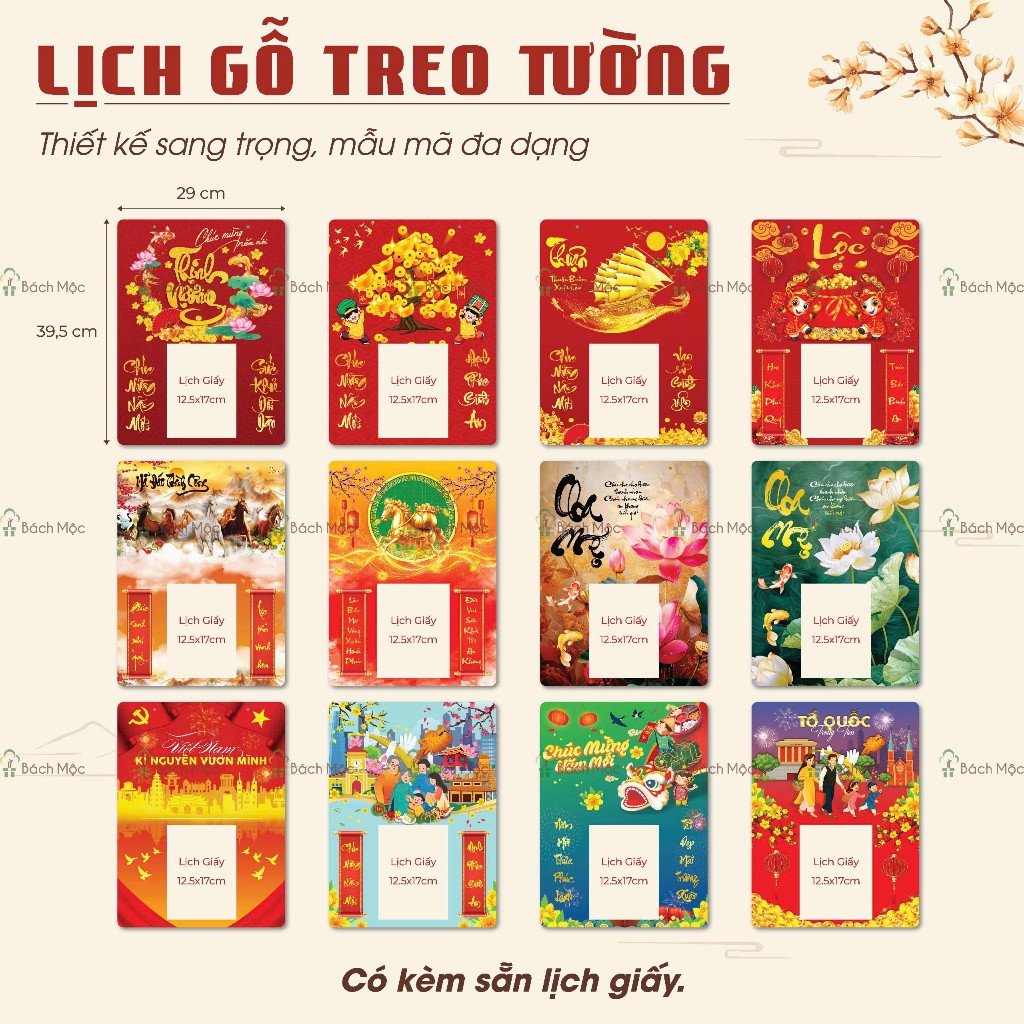 Lịch Gỗ Bloc Năm Bính Ngọ 2026 Treo Tường - Thiết Kế Sang Trọng, Mẫu Mã Đa Dạng