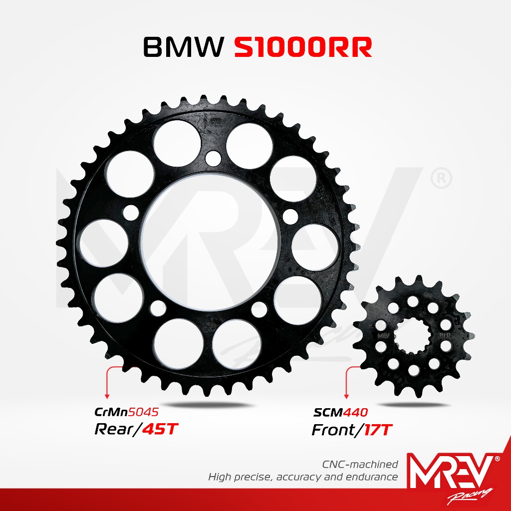 Nhông dĩa MREV Racing dùng cho S1000RR, Naked S1000R các đời từ 2009-2018 - Nhông thép 17T, Dĩa thép