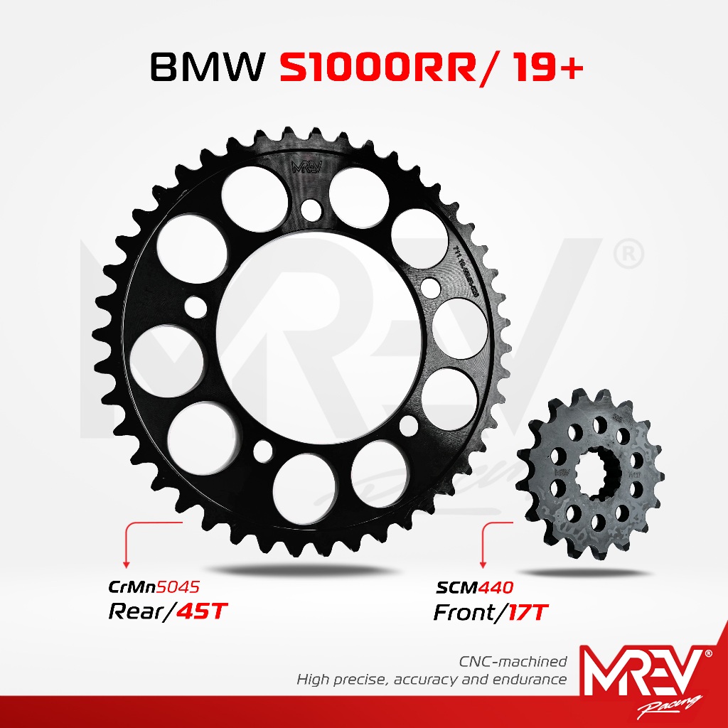 Nhông dĩa MREV Racing dùng cho S1000RR Sport các đời từ 2019-2021 - Nhông thép 17T, Dĩa thép 45T, 45