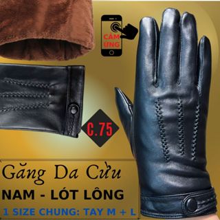  Găng Tay Da Cừu Nam Cảm Ứng ĐT Mỏng Nhẹ Lót Lông Cao Cấp Đi Mưa Thoải Mái Dễ Lái Xe - Không Bong Nổ - BH 5 Năm - C.75 