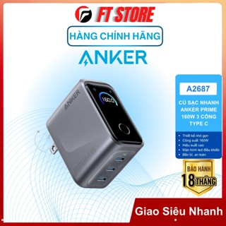  Củ Sạc Nhanh ANKER Prime A2687 160W 3 cổng Type C gọn nhẹ hiệu suất cao màn hình cảm ứng 