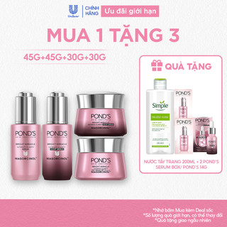   Combo  Trọn bộ 2 Serum và 2 Kem sáng da ngày & đêm Pond's Bright Miracle mờ thâm với 50X Niasorcinol 30G+30G+45G+45G 