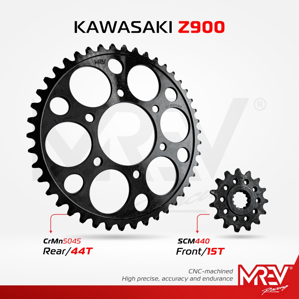 Nhông dĩa MREV Racing cho Z900, Z900 RS 2023 - Nhông thép 15T, Dĩa thép 44T, 15T-44T-525