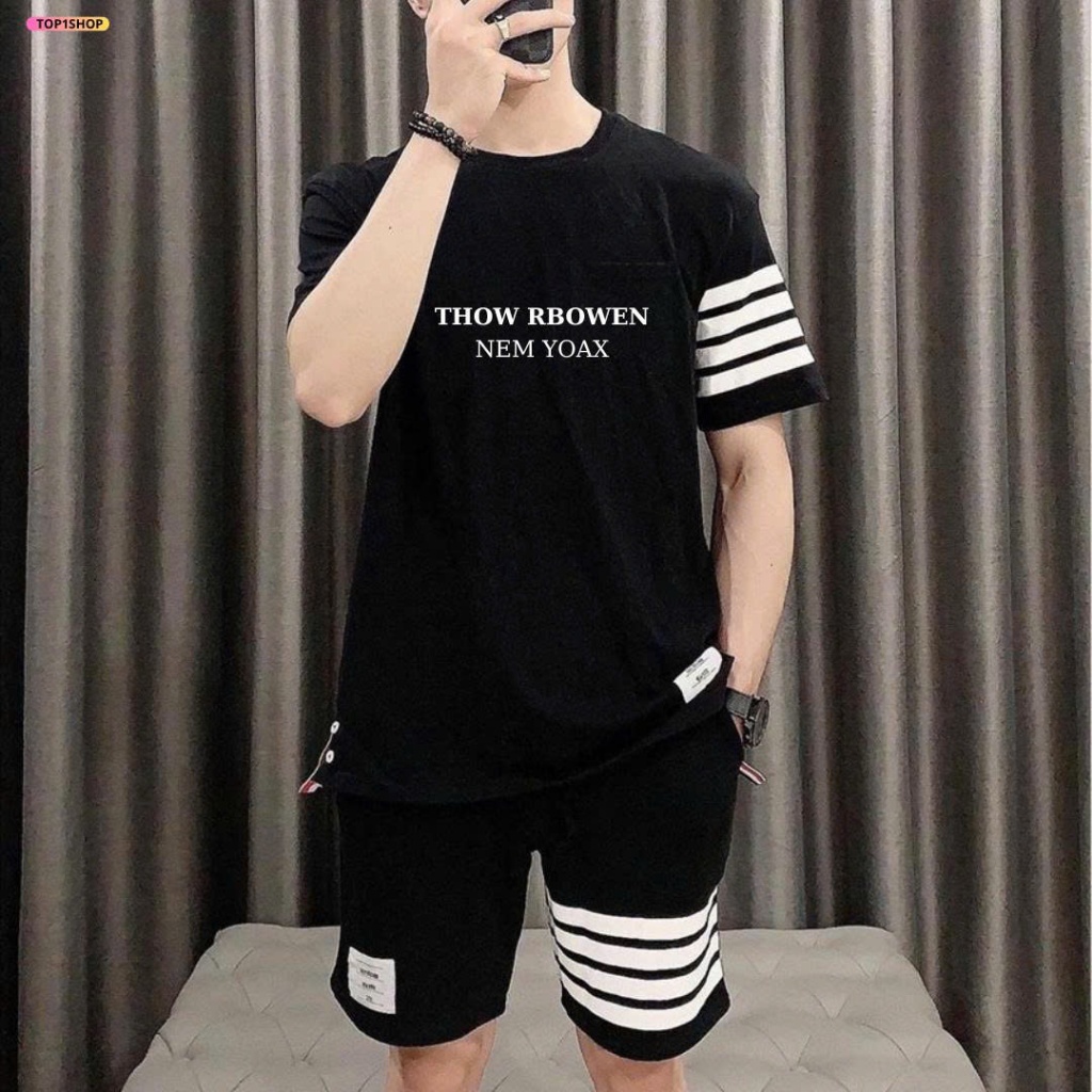 Set bộ thời trang nam phối sọc THOW cá tính K1