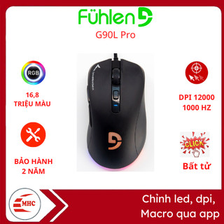  Chuột Gaming Fuhlen G90L pro Chính Hãng,Cảm biến PAW 3327 tốc độ di lên đến 12400DPI bảo hành 2 năm 