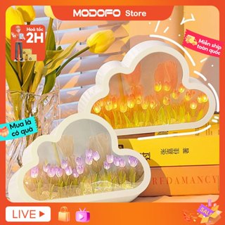  MODOFO【LED Hoa Dèn Phòng Ngủ đèn Ngủ Hình Hoa Tulip đám MâY Tráng Gương Diy Dùng Làm Quà Tặng Sinh Nhật 